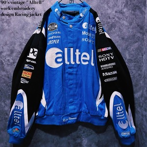 【doppio】90's vintage "Alltell" work embroidery design Racing jacket