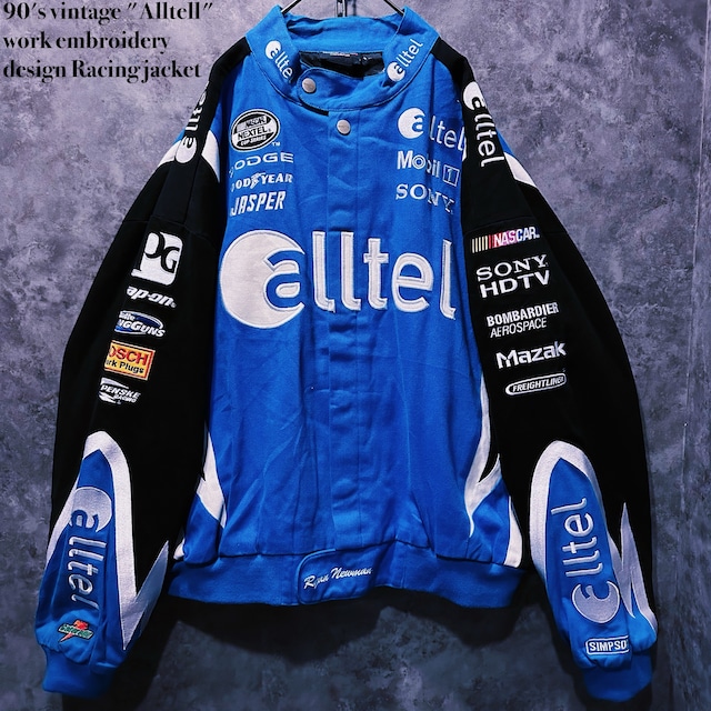 【doppio】90's vintage "Alltell" work embroidery design Racing jacket