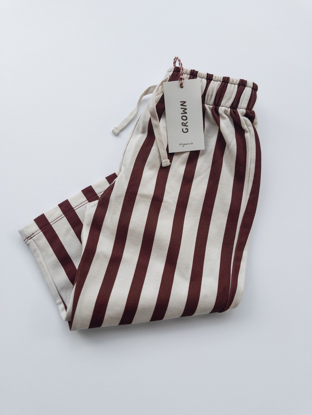 《即納》GROWN/ Organic French Terry Striped Pants - Maroon