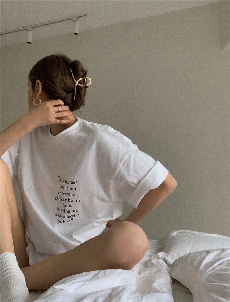 スリーブTシャツ ルーズプリントホワイトトップス サマースタイル 夏物 ブラックストロベリース65086379287