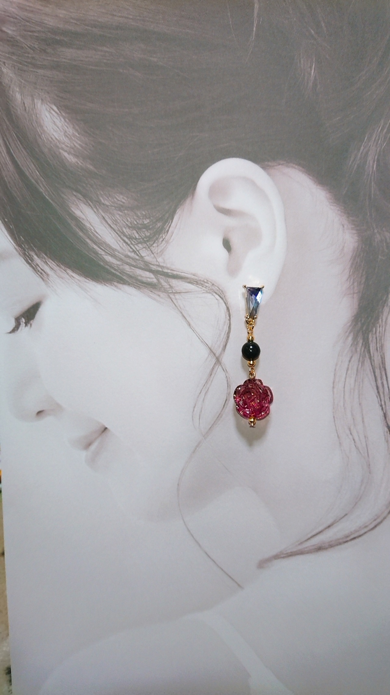 新作♡天然石、薔薇ビーズピアス | yanagi_shop_handmade 