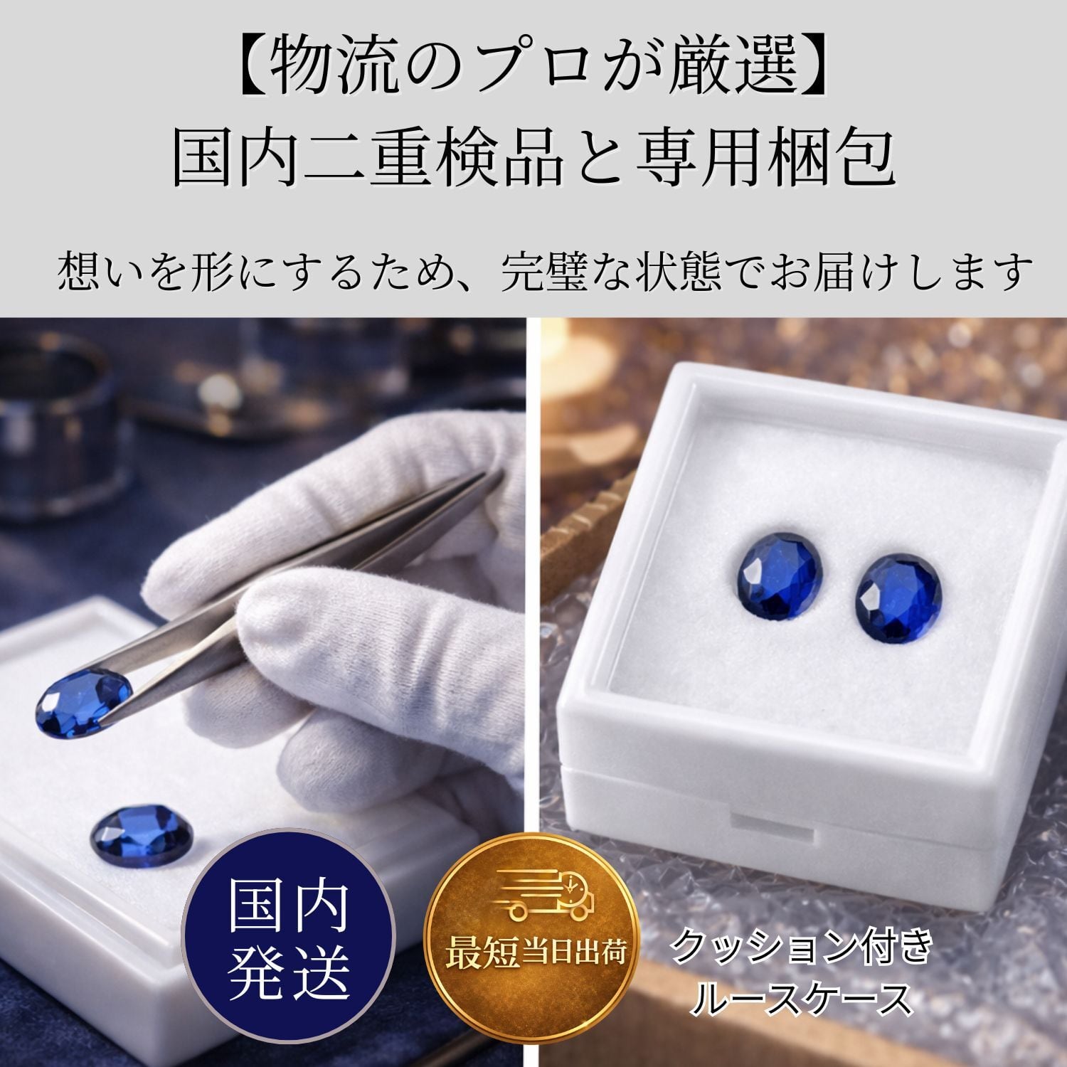 ブルーサファイア ルース AAA 8×6mm 2粒セット｜9月誕生石 アフリカ産
