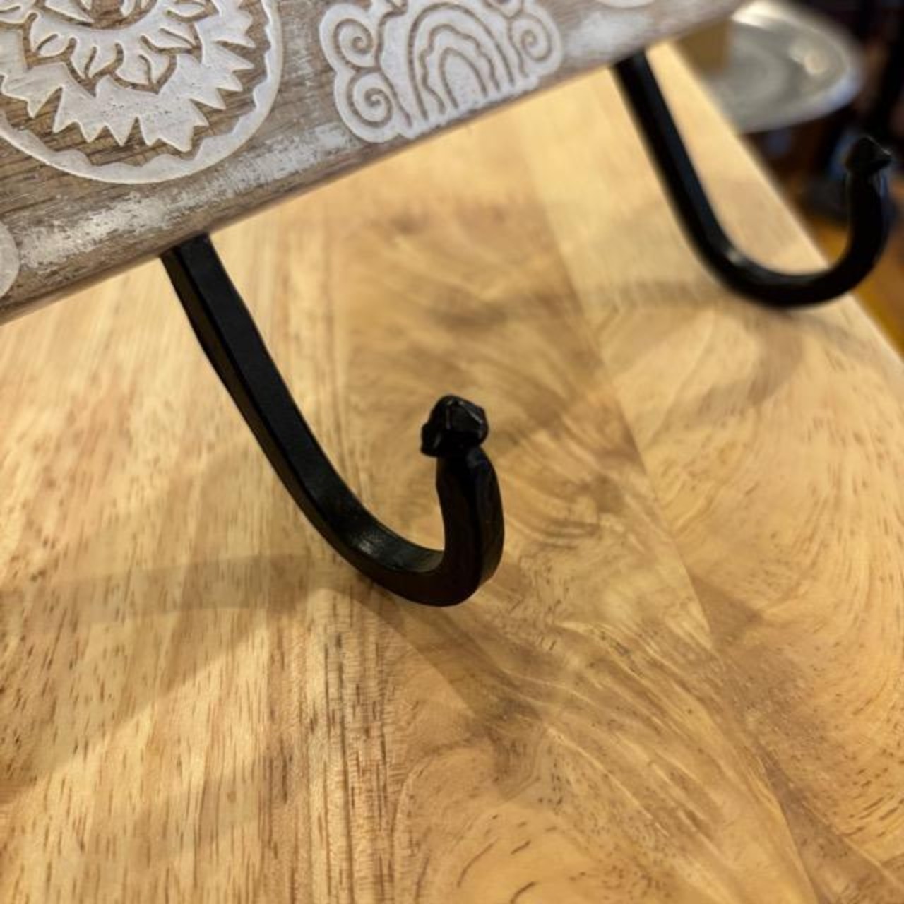 India Wood Wall Hamsa Pattern Hanger Hook インド ウッドウォールハンガーフック ハムサ柄 インテリア 雑貨 フック