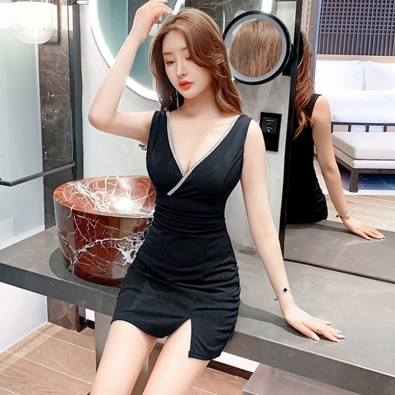 Vネックドレス サマースカート 薄手 夏物 ハンチェンe72308302844