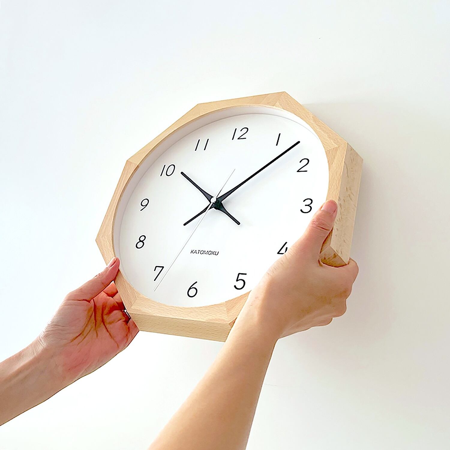 KATOMOKU muku clock 13 八角形 ナチュラル km-104NA8 掛け時計 | 加藤