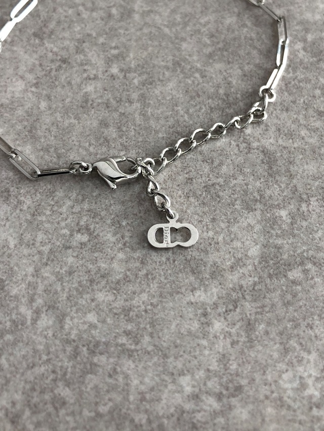 Christian Dior クリスチャン ディオール ブレスレット シルバー ロゴ ストーン vintage ヴィンテージ オールド v5ry85