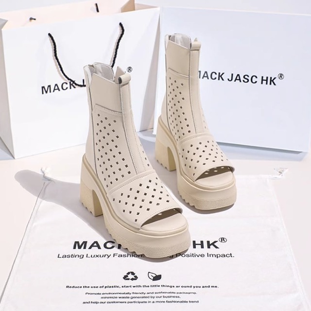 open-toe platform sole mid boots m0039