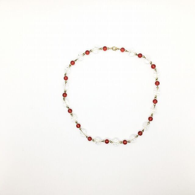 アンティーク ヴィンテージ クリアー&レッド ガラス ネックレス BN-1/B