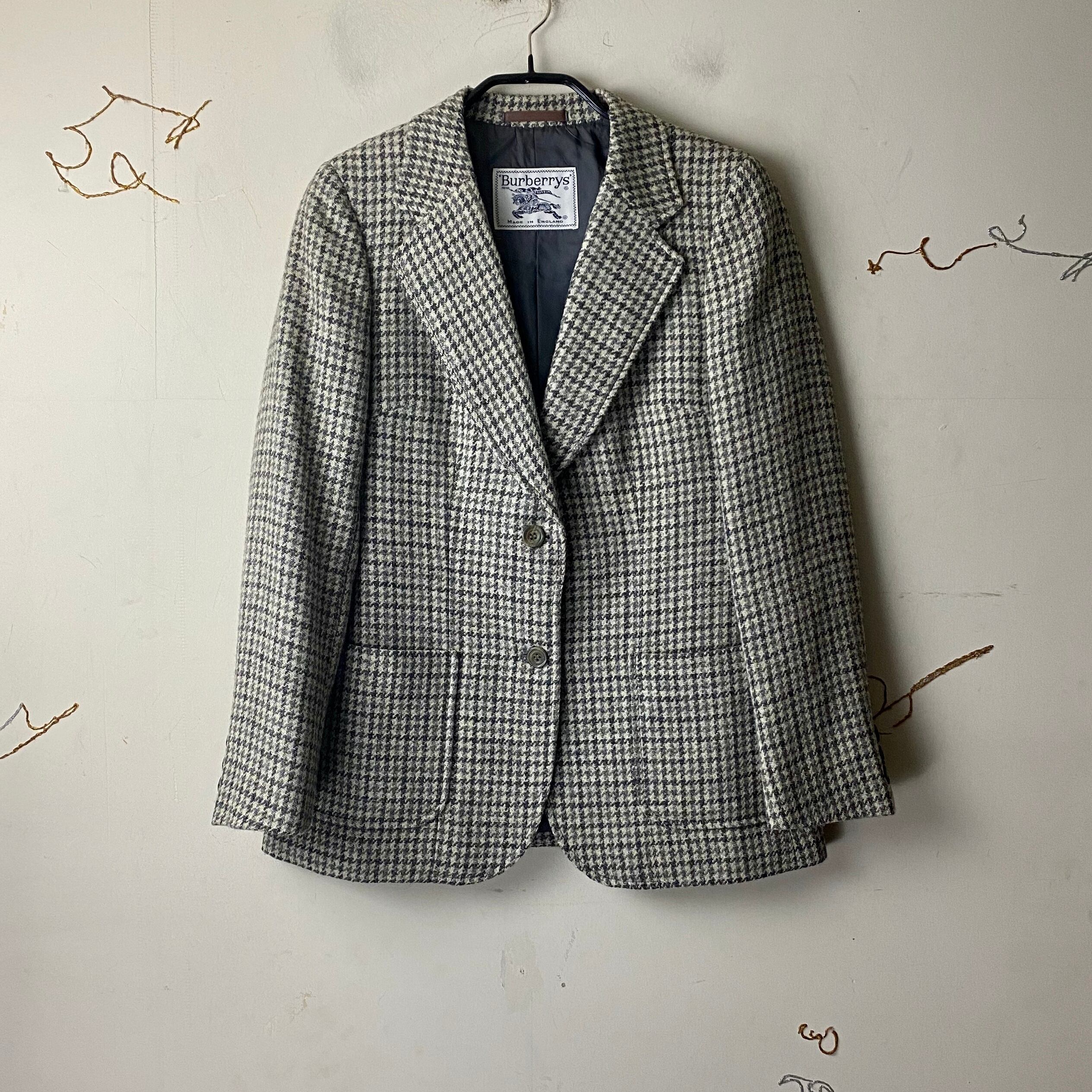 vintage BURBERRYS shetland tweed houndstooth tailored jacket made  