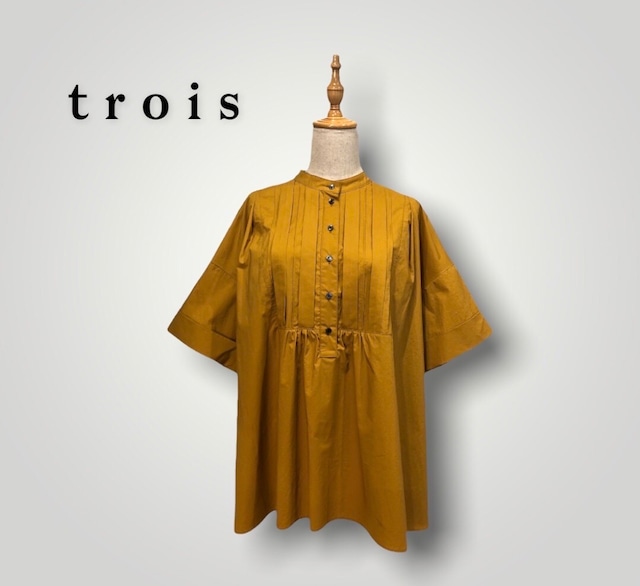 ★50%OFF★ trois／トロア  ビンテージワッシャーフロントタックブラウス(問合わせ番号　T221-81081)