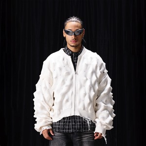 【DRIP6841】LABT 3D Textured Knit Baseball Cardigan
