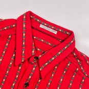 MIGHTY BILL 民族調 ネイティブ ストライプ 長袖 コットン シャツ /レッド系 メンズ DOUBLE NEEDLE SWING