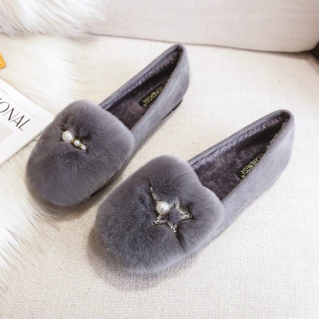 【33-43】Star motif fur shoes　M1780