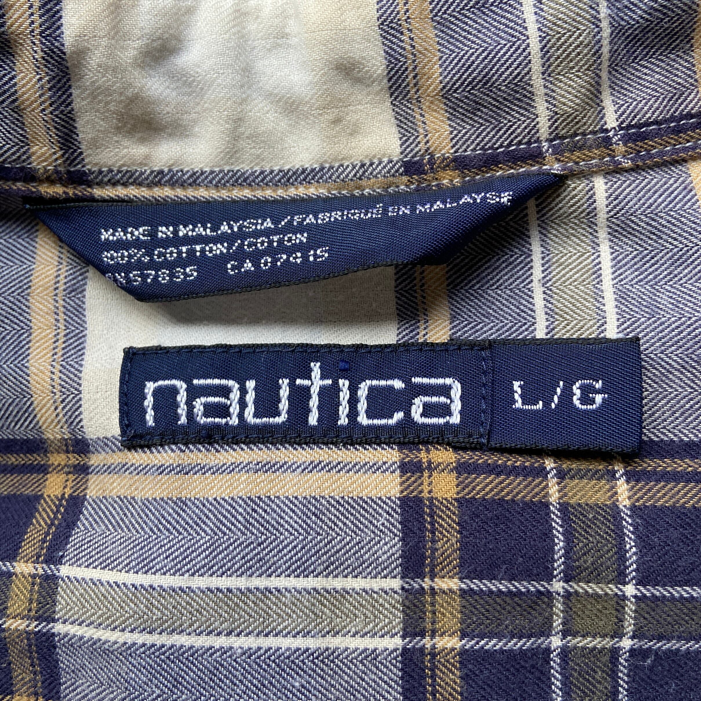 90年代 NAUTICA ノーティカ ワンポイントロゴ 刺繍 長袖 チェック