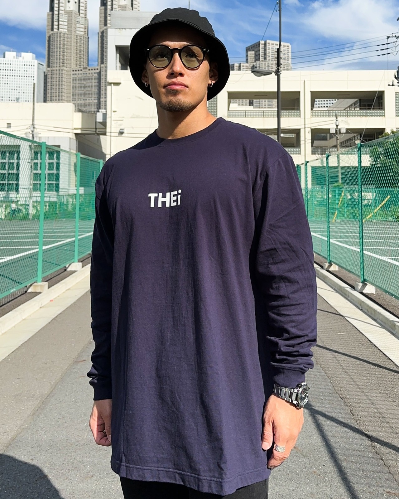 BASIC LONG T-SHIRT - NAVY