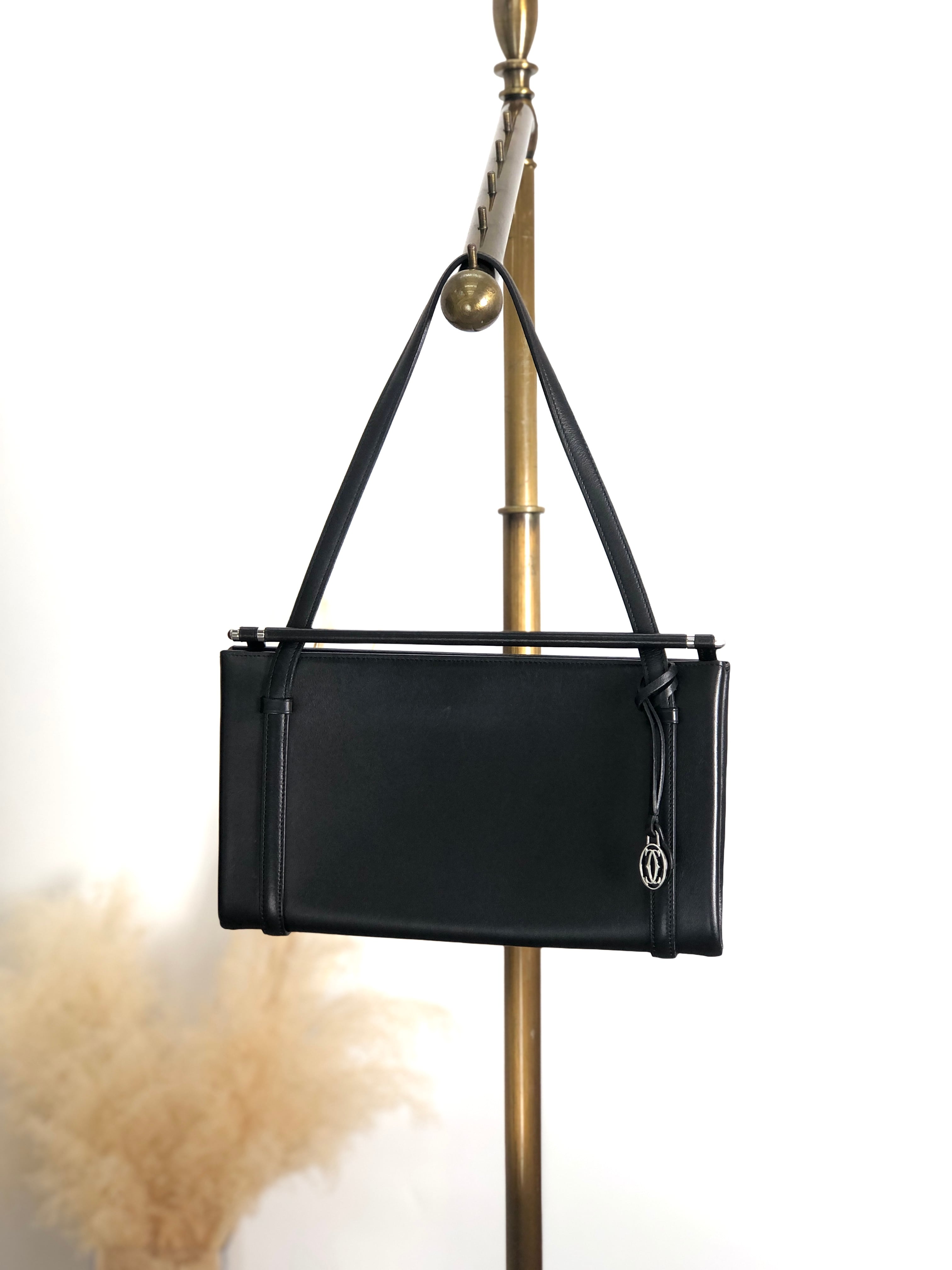 Cartier カルティエ カボション ハンドバッグ ブラック レザー ミニバッグ vintage ヴィンテージ オールド n6hx3m