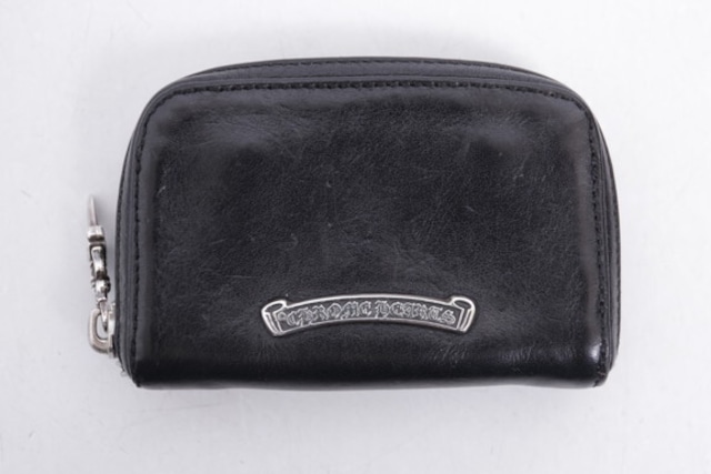 CHROME HEARTS ROUND ZIP COIN CASE BLACK 310JI8377