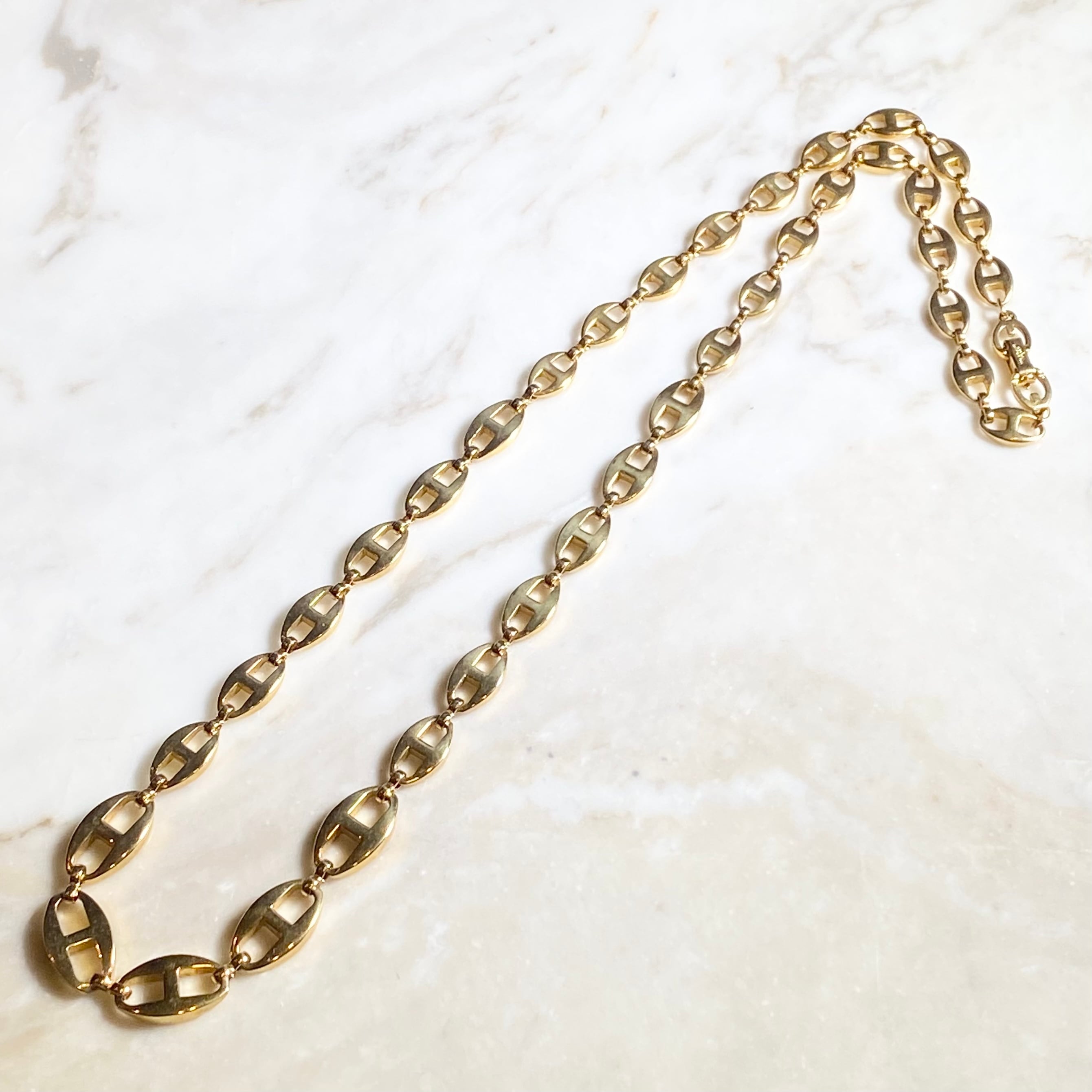 vintage GIVENCHY gold color metal gradation anchor chain necklace 