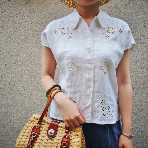 "VENTILO" French vintage cutwork blouse／"ベンティロ" フレンチ ヴィンテージ カットワークブラウス
