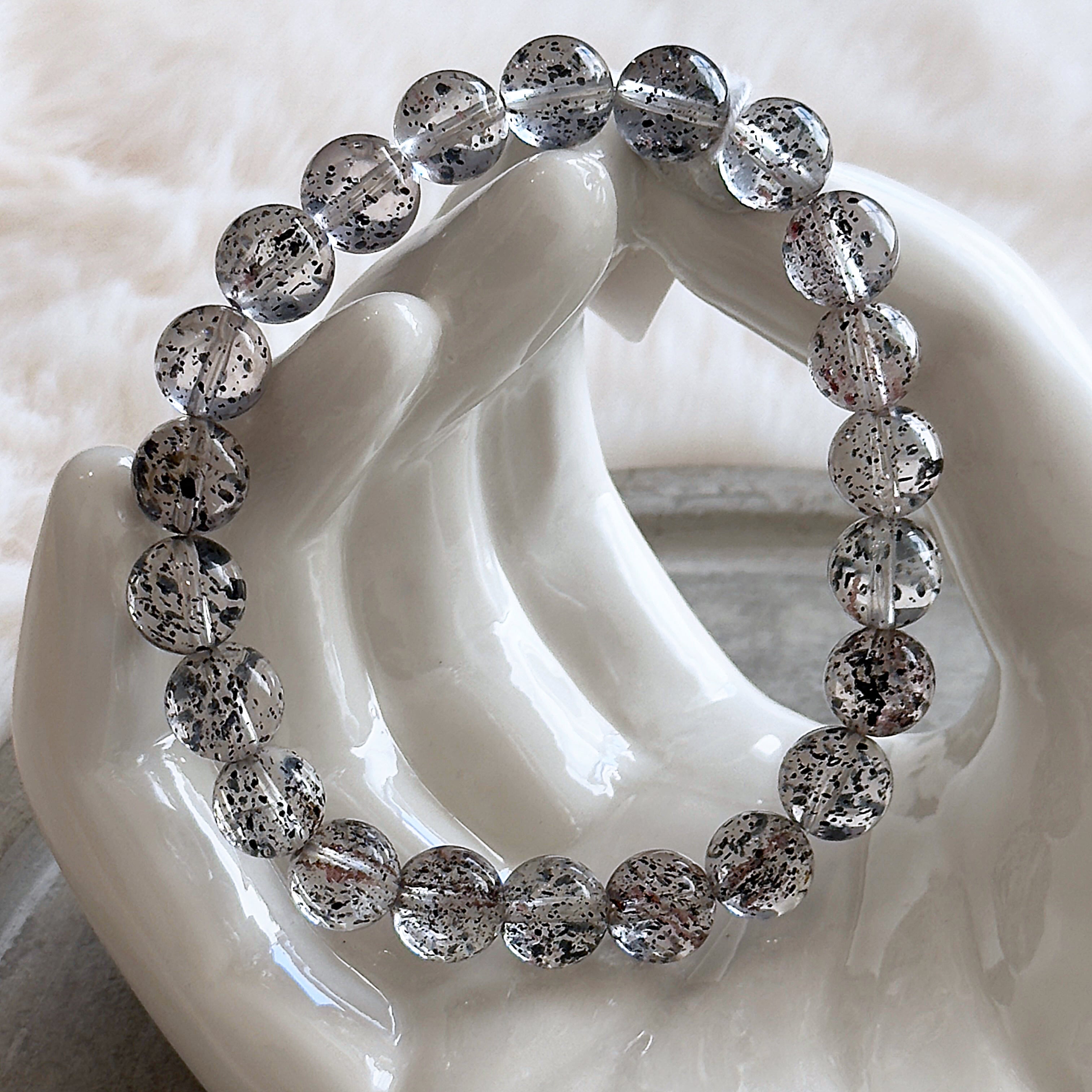 ブラックストロベリークォーツ 天然石ブレスレット◇レア 希少石 浄化