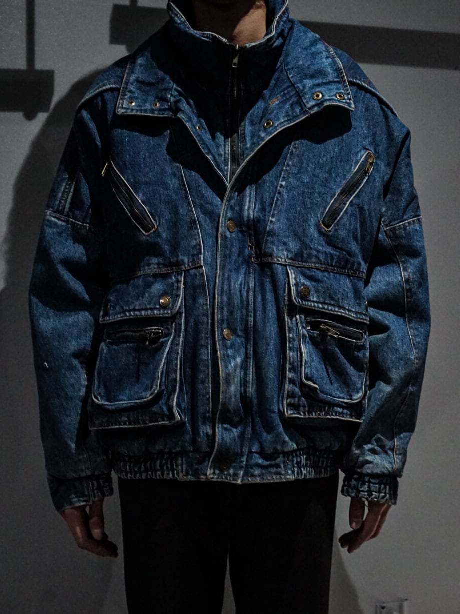add (C) vintage】Layered Gimmick Design Vintage Denim Jacket add (C) vintage】Layered Gimmick Design Vintage Denim Jacket