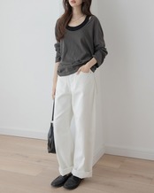 Uneck layered long sleeve Shirt set T20052