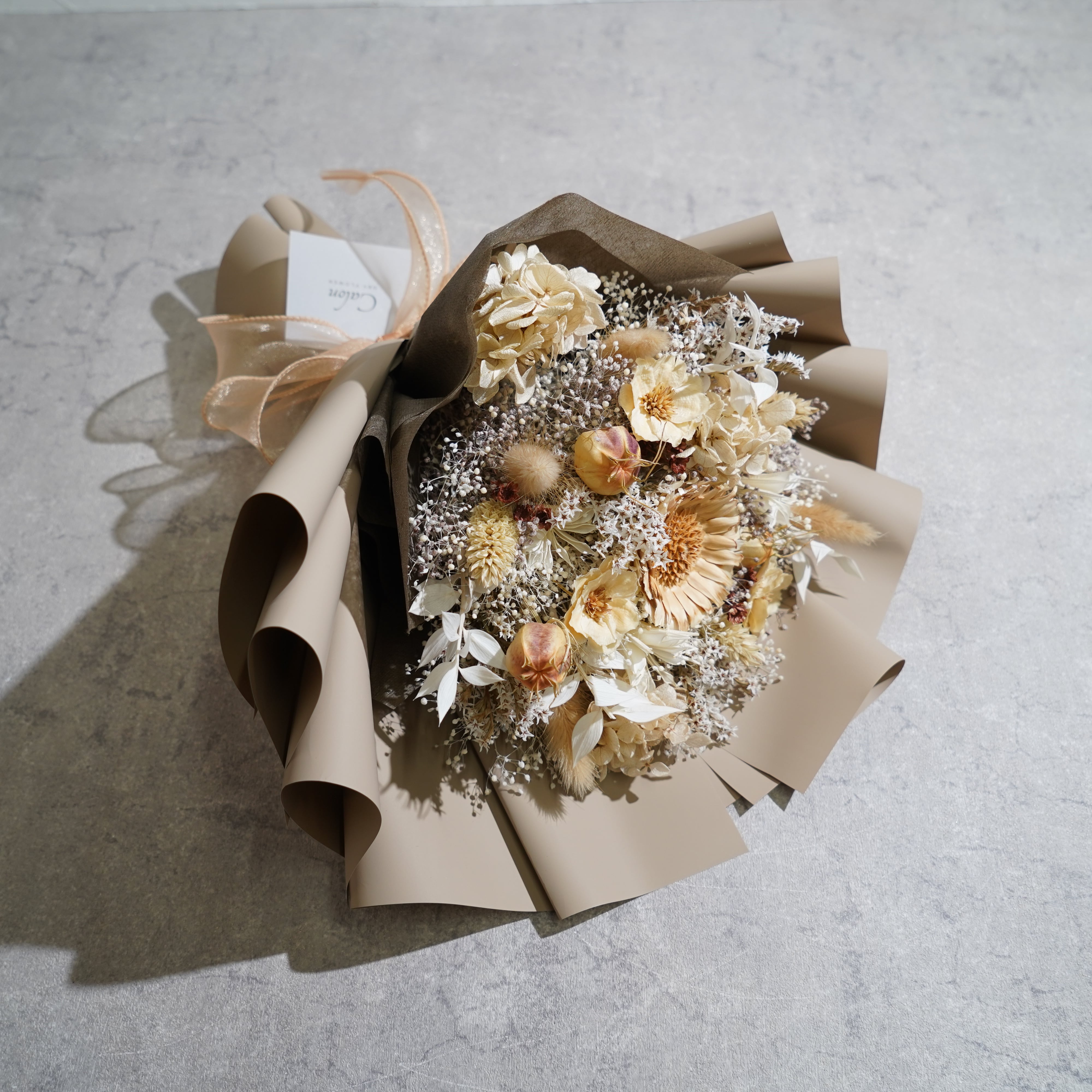 ドライフラワーの花束 Mサイズ ベージュ M-380≪限定1点≫