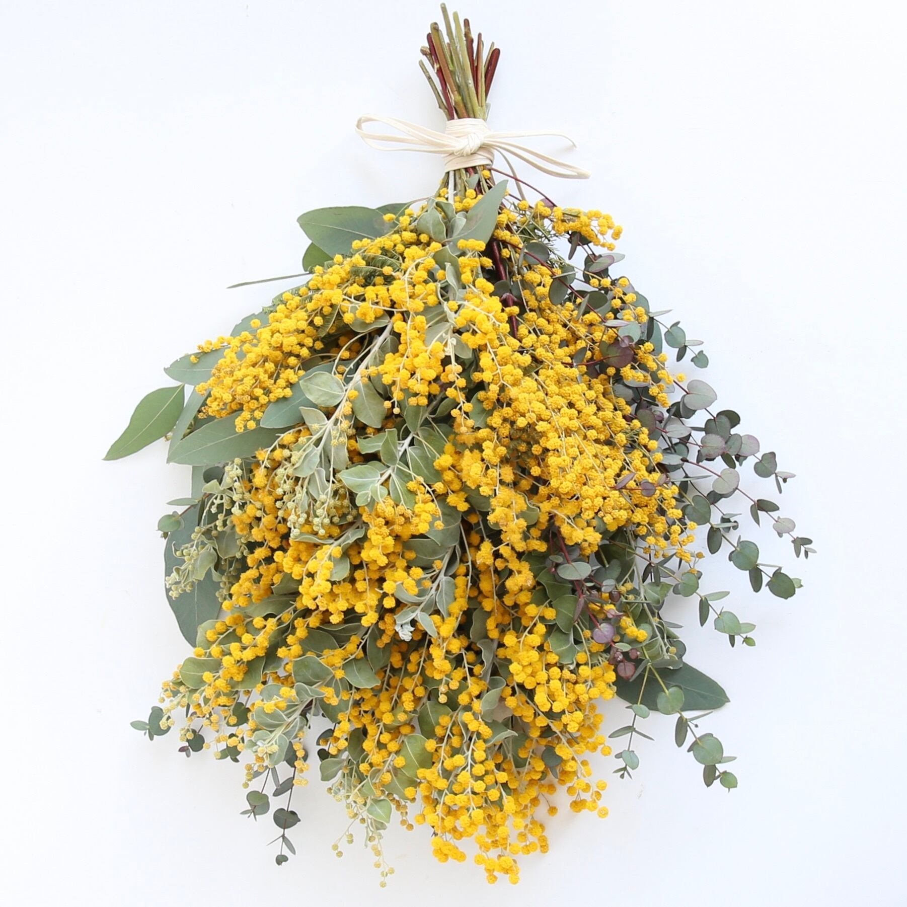 パールアカシアとデルフィニウムのスワッグ