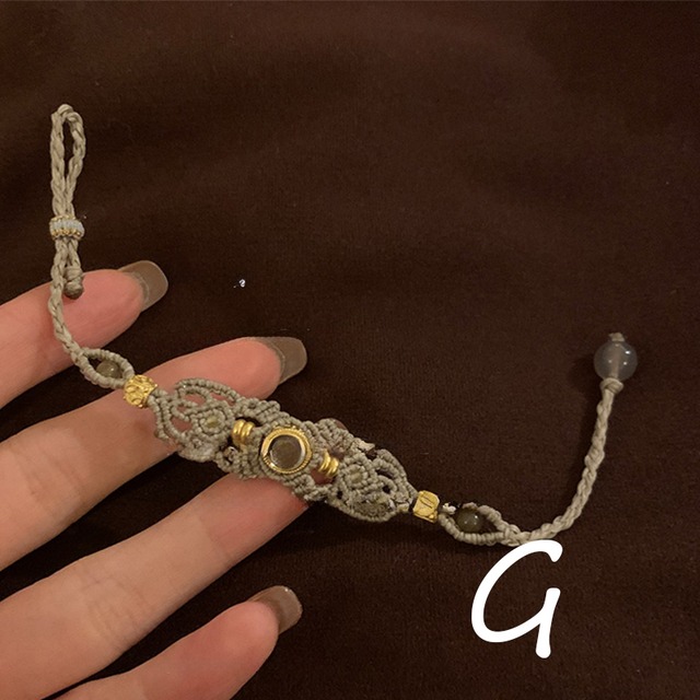 Somedayif手作り民族風編み猫目石ブレスレット