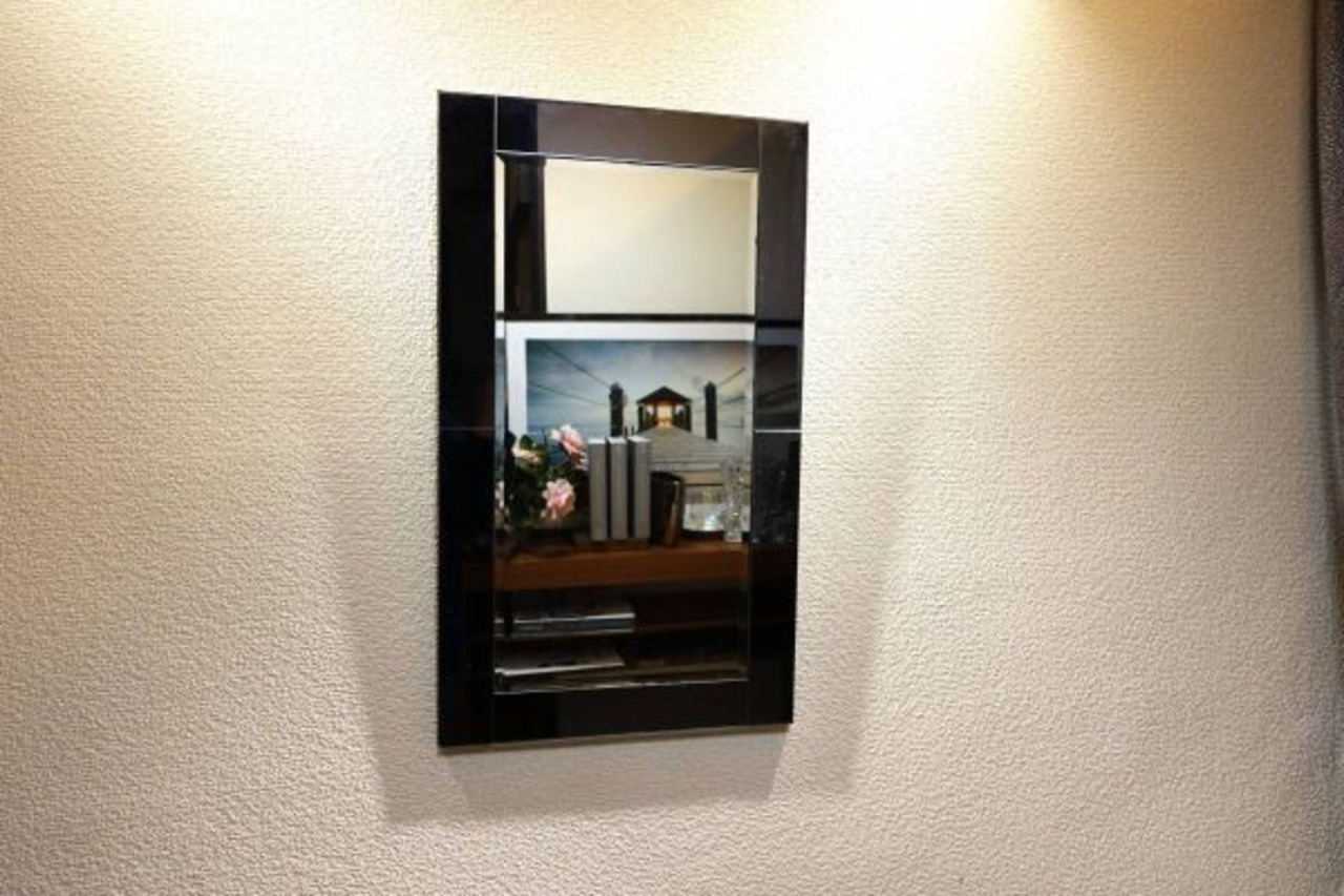 フジグラスミラー 壁掛け 鏡 ウォールミラー 黒 ミラー ドレッサー 姿見 モダン モデルルーム