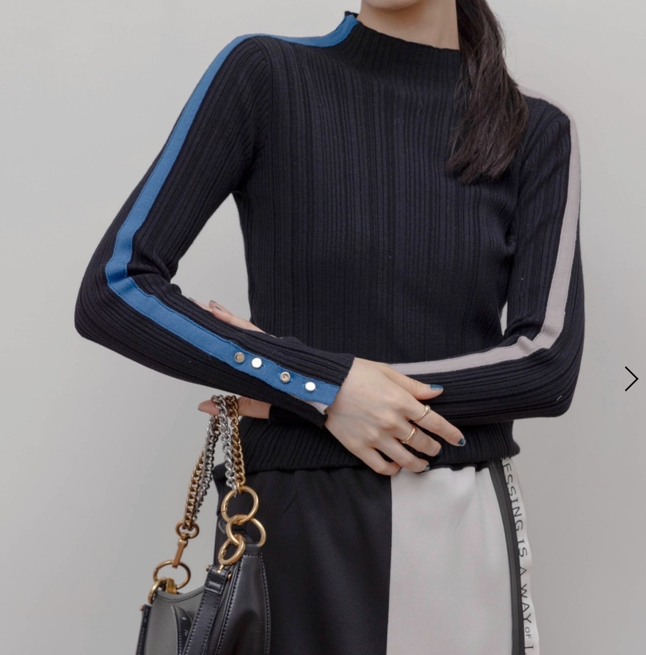 エイミーロウ　eimeelaw　Eimee Law　配色ラインランダムリブニット