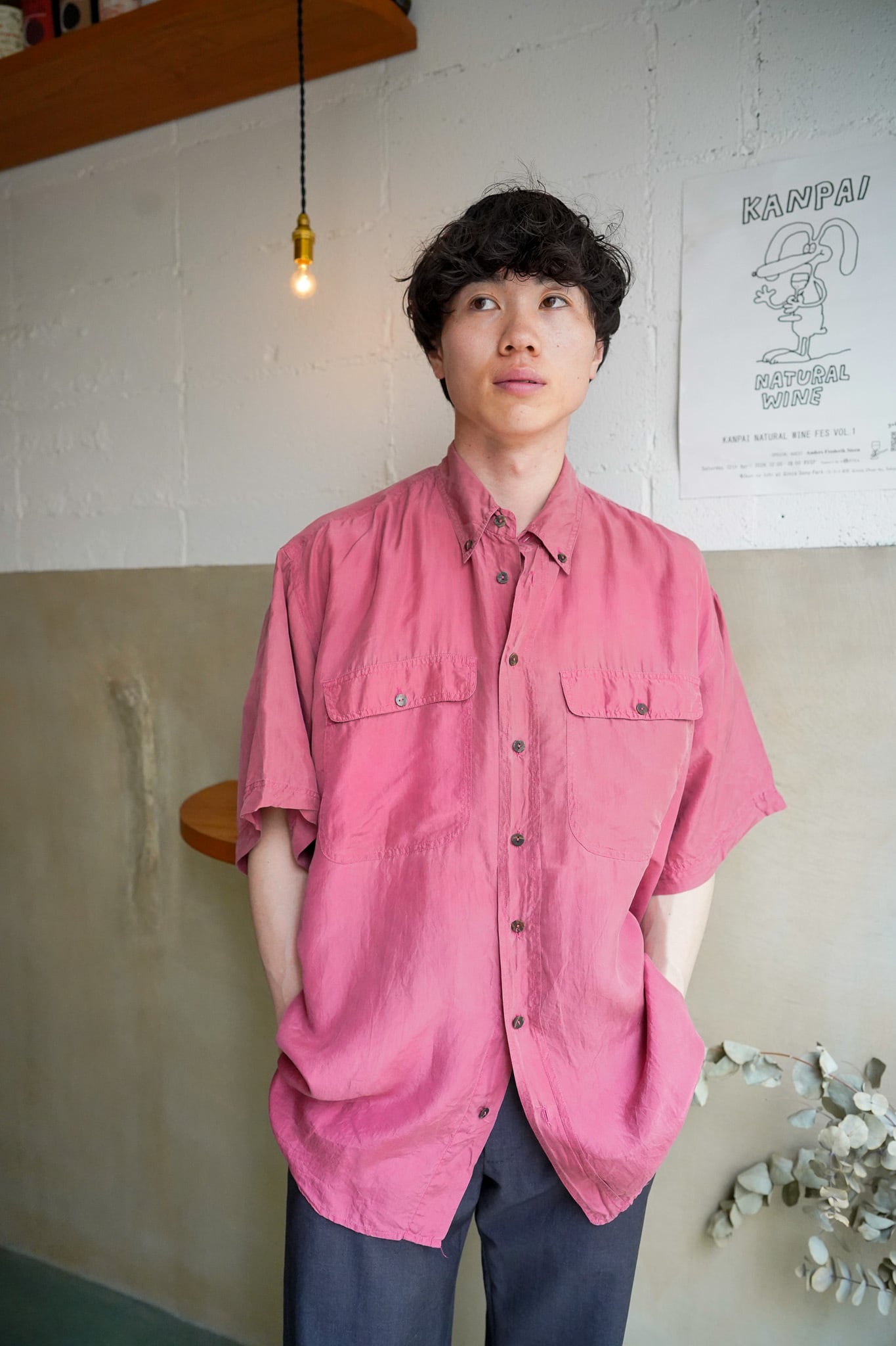 【1990s】"Galileo" Silk 100% Short Sleeve Shirts / 6-174