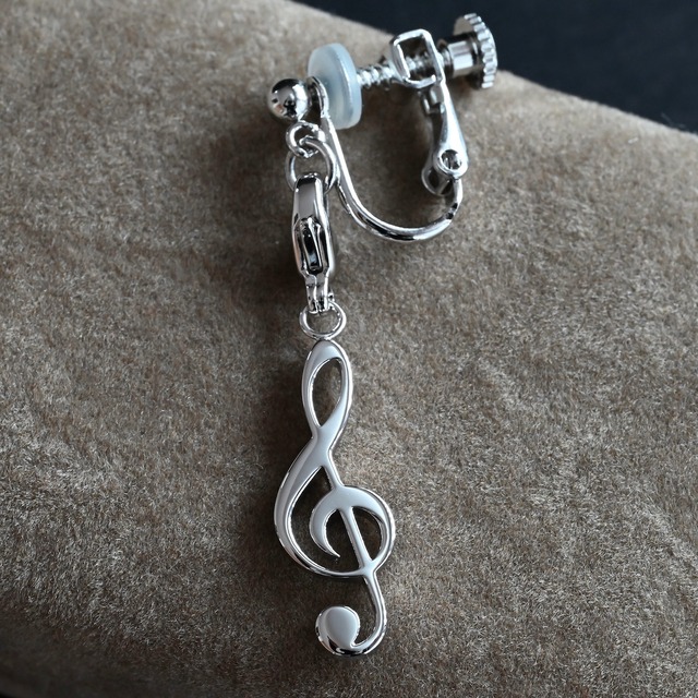 ト音記号 【片耳】イヤリング/ピアス  K18ゴールドメッキ／プラチナメッキ／誕生石オプション／誕生石オプション【片耳17,050円〜47,850円】