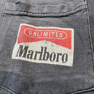 Marlboro Pocket TEE fade black 企業Tシャツ 墨黒 ブラック XL 古着