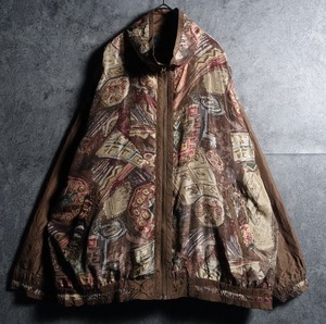 Multicolor Artistic Pattern Design 2way Silk Blouson