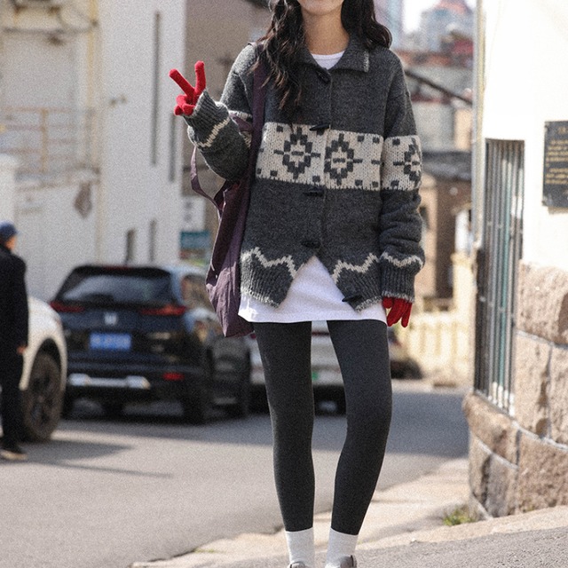 button-up knit coat　J00164