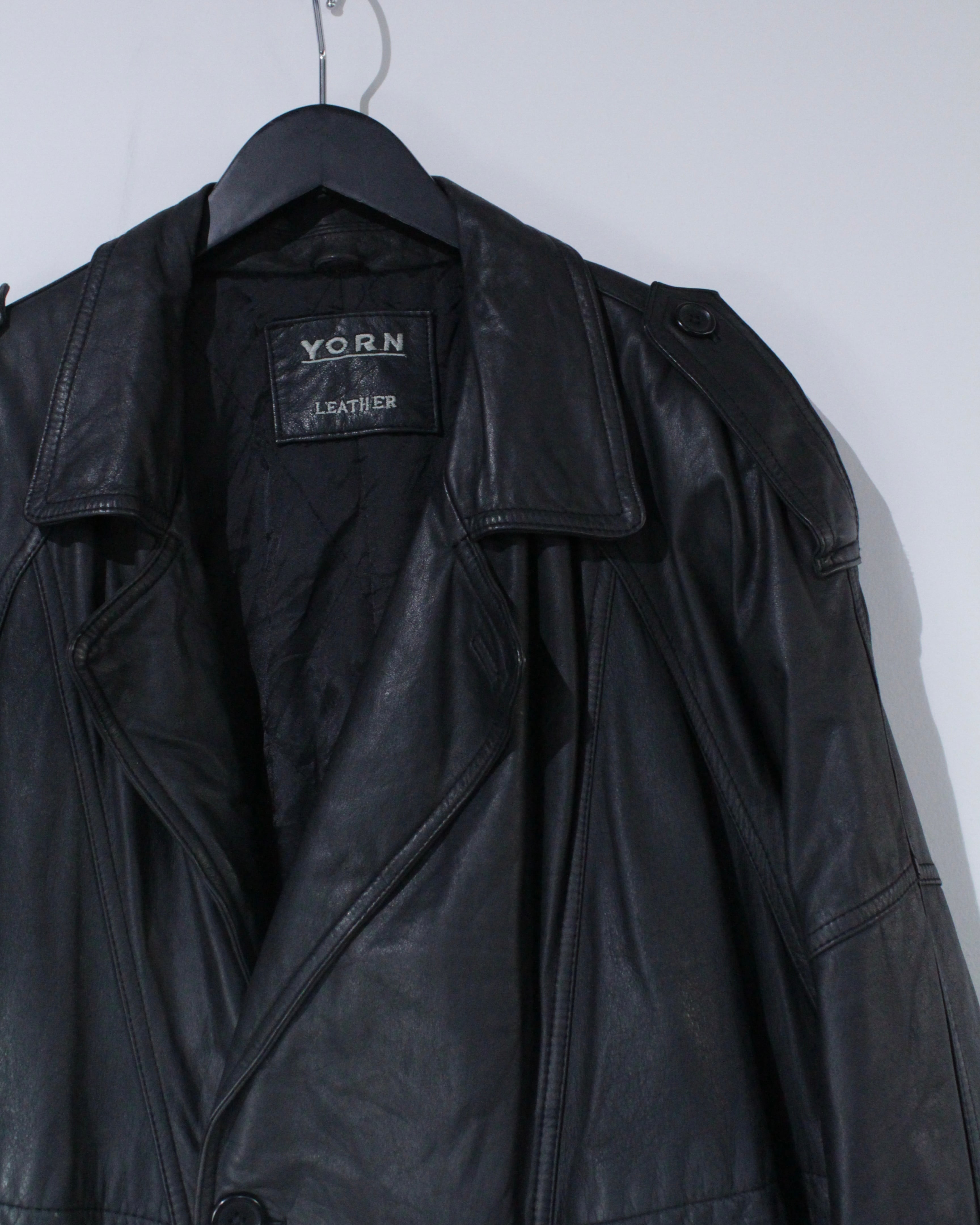 【下北沢Caka】ヴィンテージ　レザートレンチコート　ブラック Caka BLACK】Black Color Vintage Leather Trench Coat | Caka(カカ