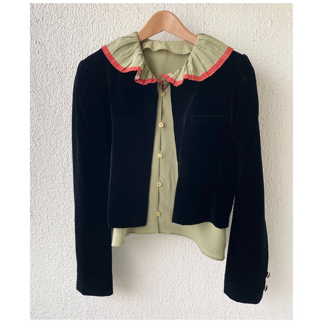 ヴィンテージ ジャケット ボレロ ベロア ベルベット 日本製 ブラック