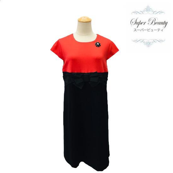 スーパービューティ Super Beauty ウェストリボンデザイン 配色切替フレンチスリーブワンピース レッド Ll 44 大人かわいい服 Gold Smith スーパービューティ Super Beauty ウェストリボンデザイン 配色切替フレンチスリーブワンピース レッド Ll 44 大人かわいい服 Gold Smith