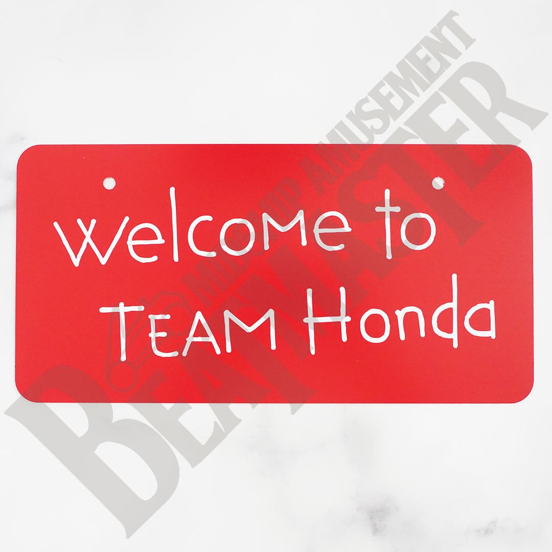 展示用ナンバープレート【 welcome to TEAM Honda ホワイト文字×レッド