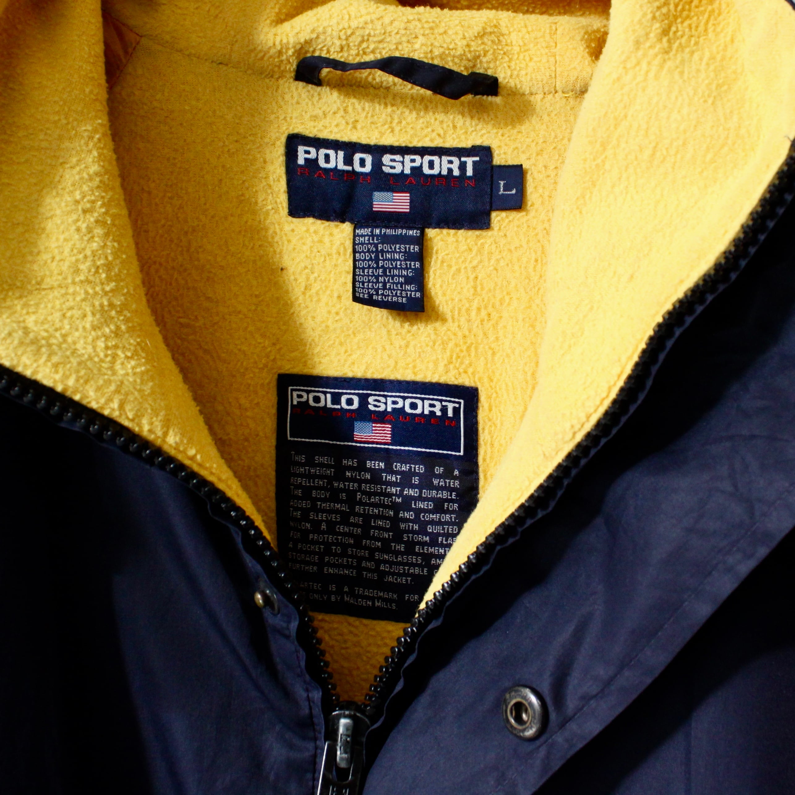 0926. 1990's polo sport M-51 type parka ネイビー × イエロー ポーラ