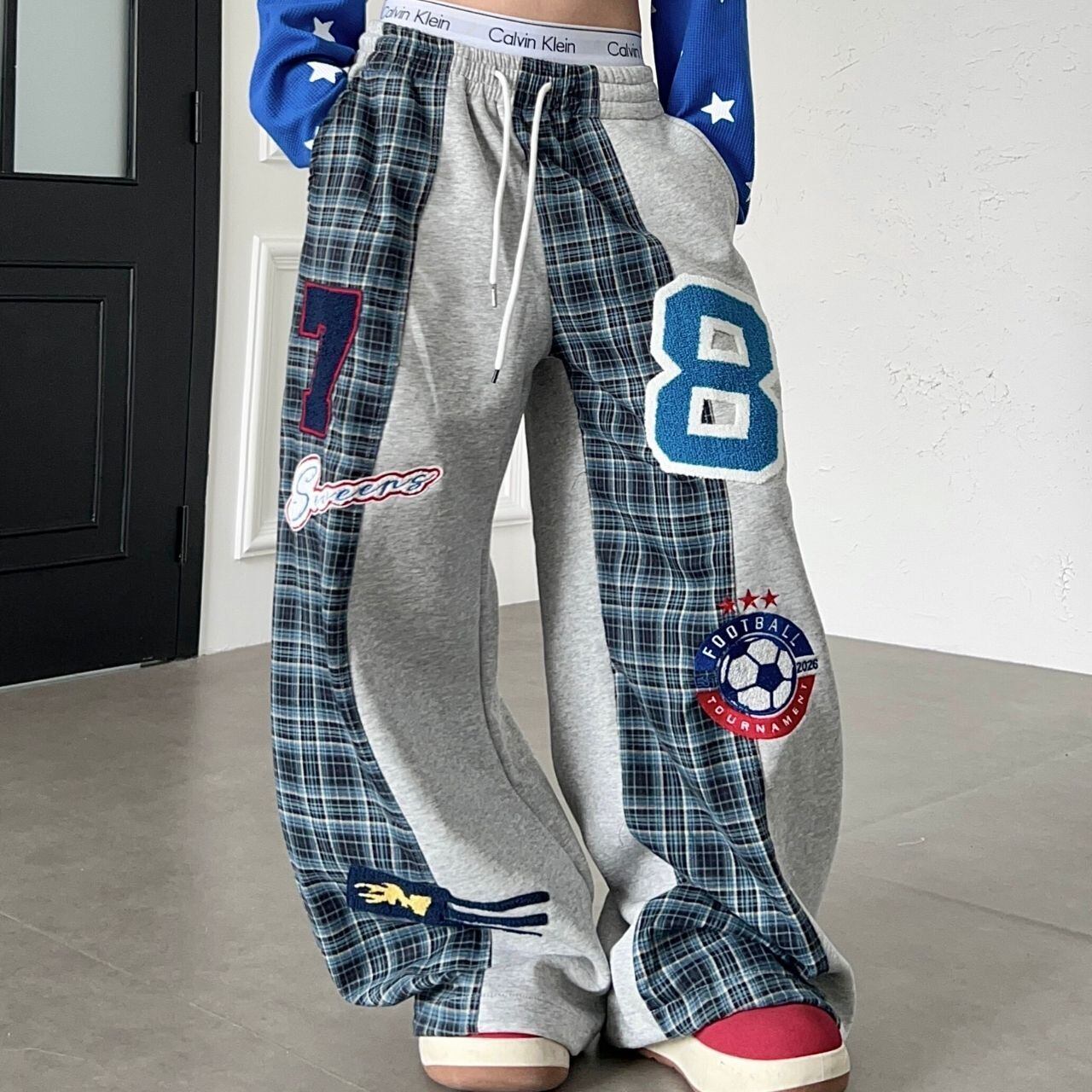 チェックパターンナンバリングワッペンパンツ 3col R02402