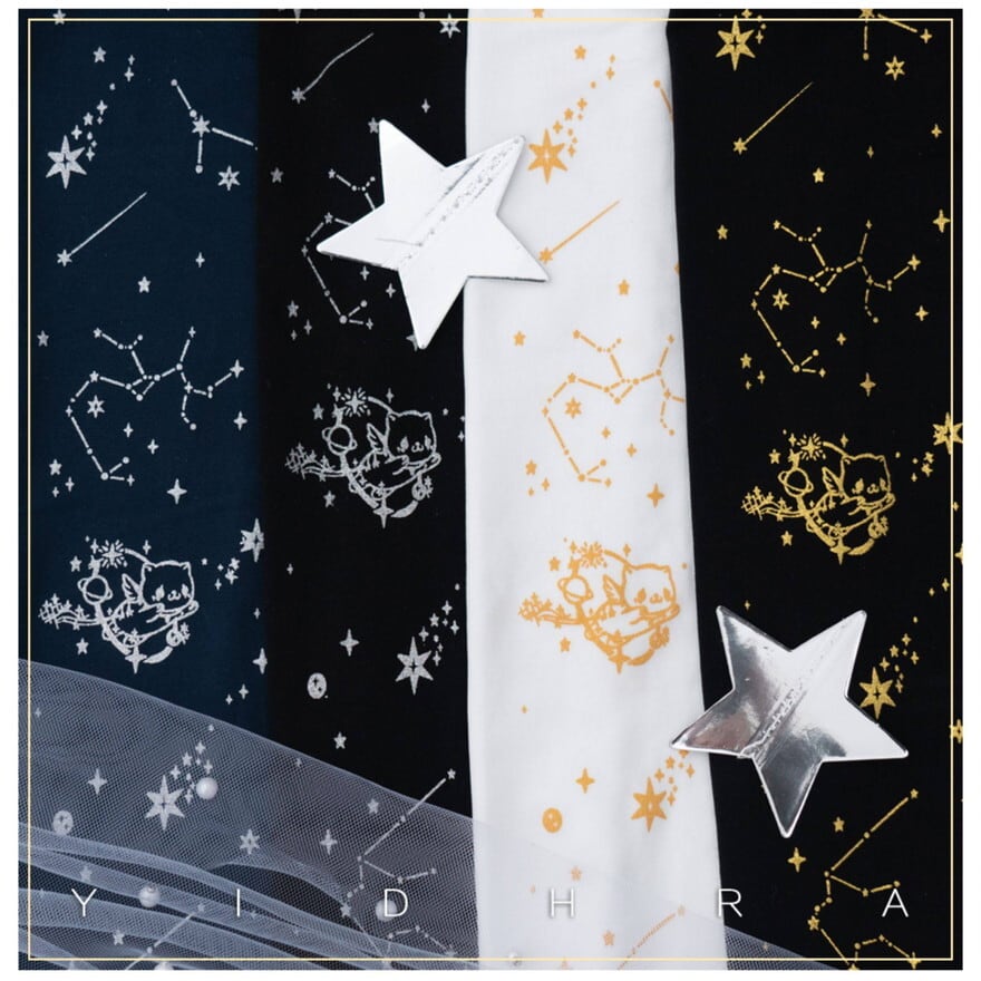 星座モチーフ 箔プリントタイツ ストッキング ゴシックロリィタ レッグ