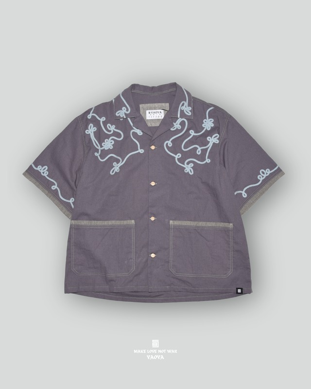 26 DUSTY LAVENDER X LIGHT BLUE FLORAL SHORT-SLEEVE SHIRT