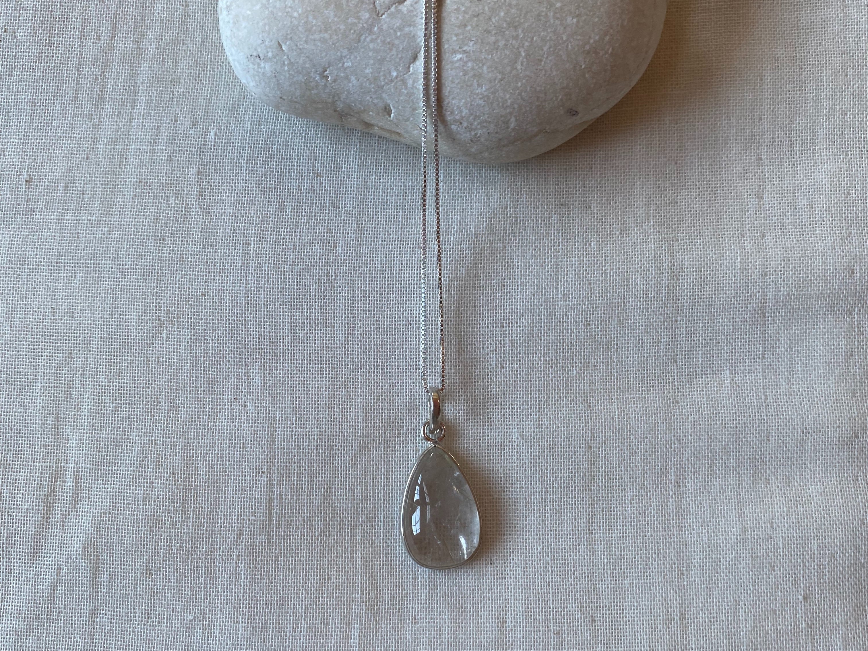 〈vintage silver925〉crystal drop necklace