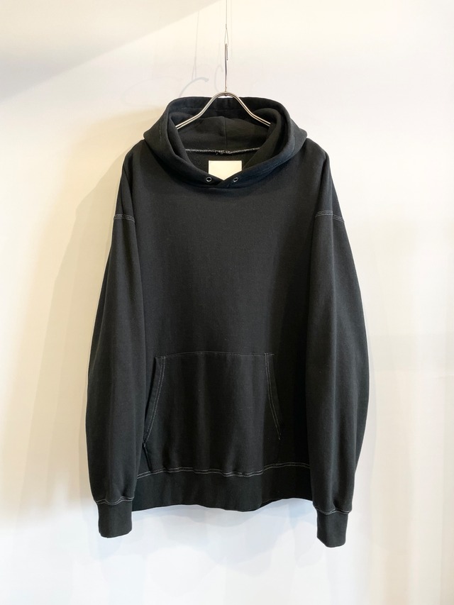 TrAnsference loose fit melange sweat hoodie - complete black garment dyed