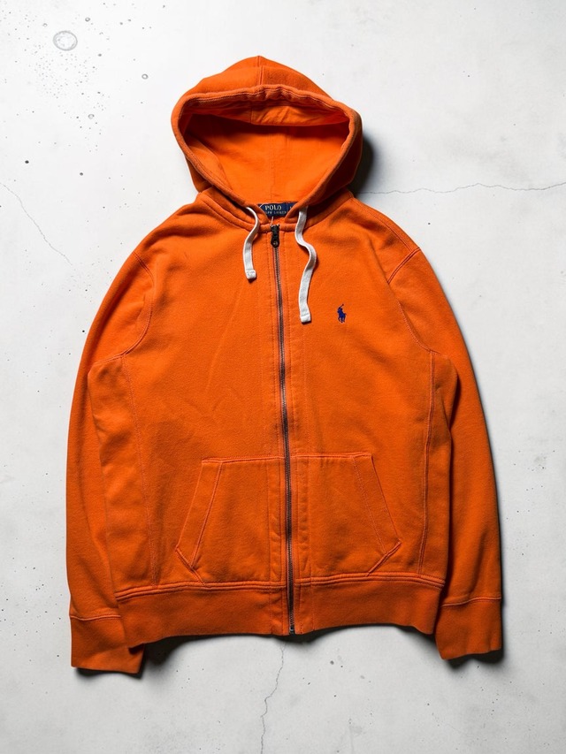 Polo Ralph Lauren Orange Pony Logo Full Zip Cotton Hoodie