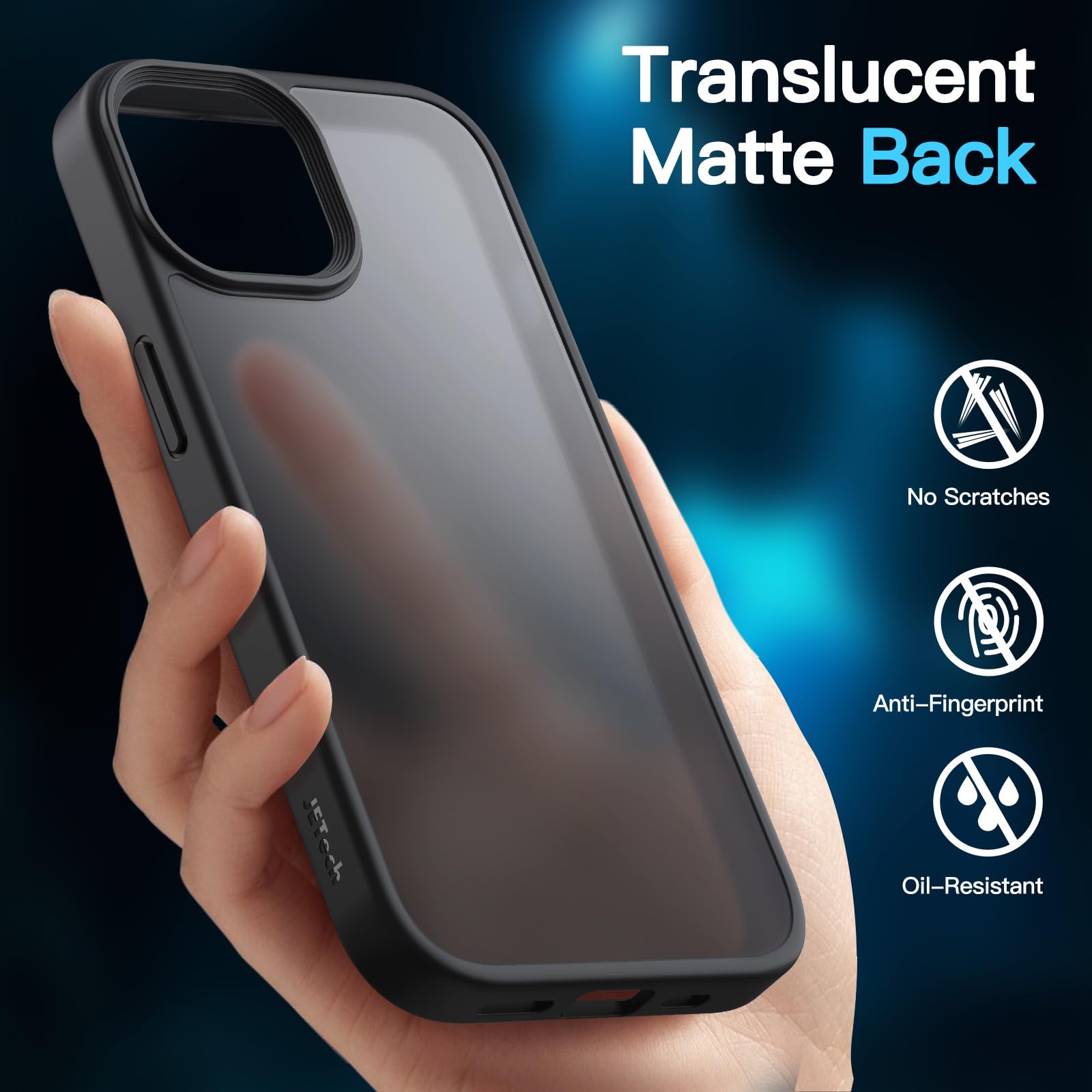JETech 3 in 1 iPhone 15 6.1 インチ用 マットケース 2枚強化ガラス