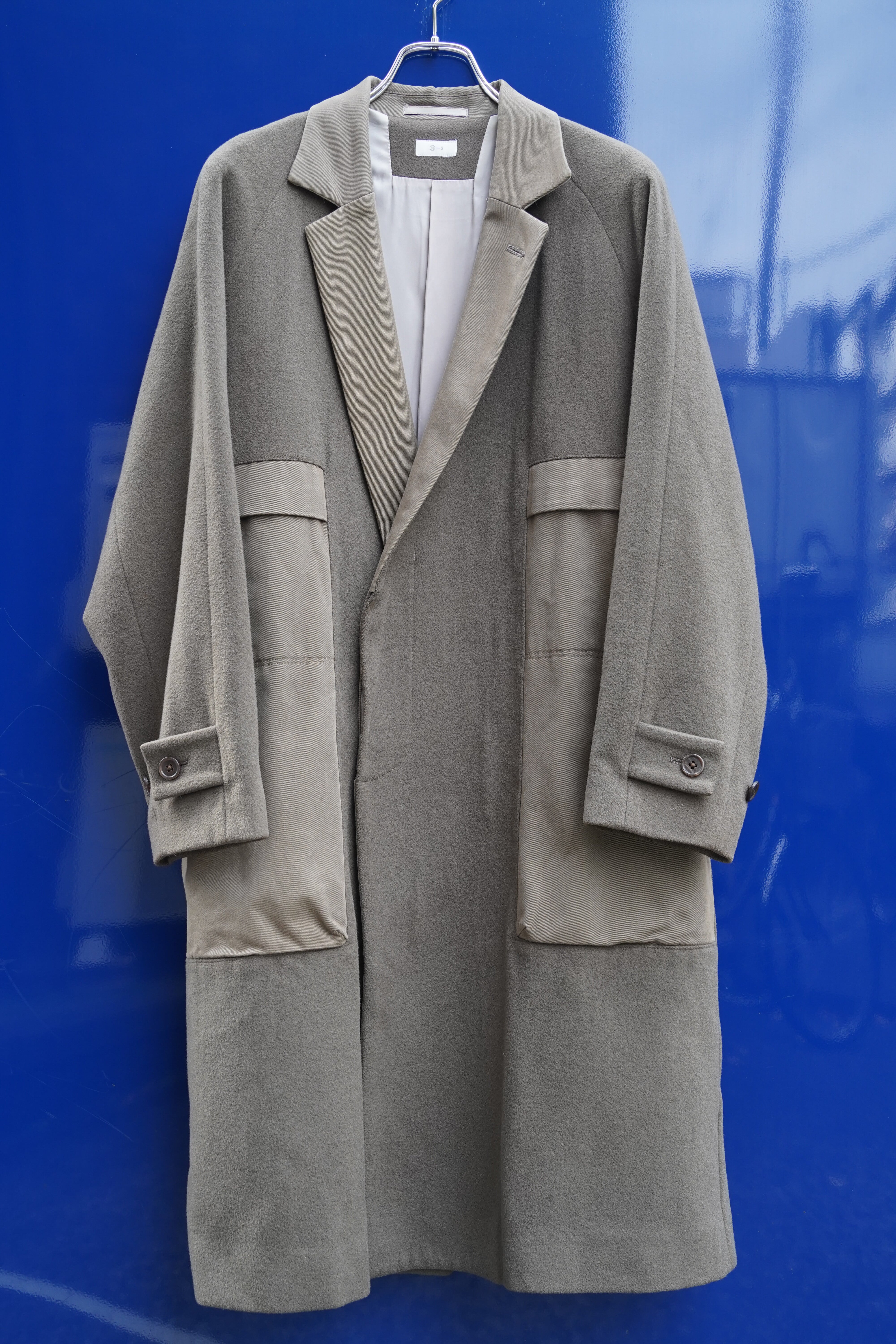 n-s(ノース)15AW ウール×コットン切替チェスターコート(グレージュ/S)