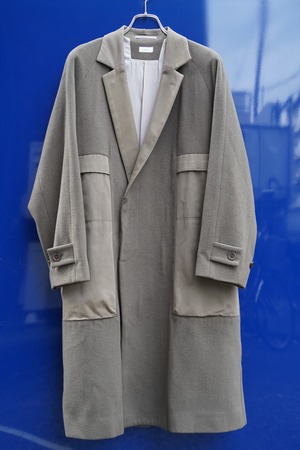 n-s(ノース)15AW ウール×コットン切替チェスターコート(グレージュ/S)